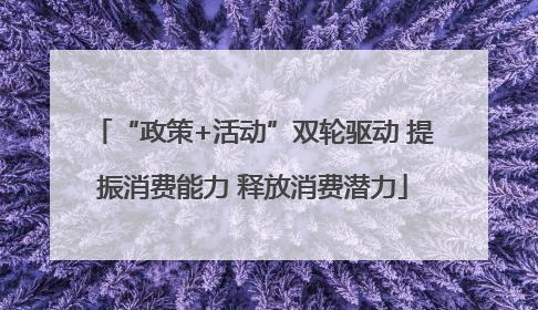 “政策+活动”双轮驱动 提振消费能力 释放消费潜力