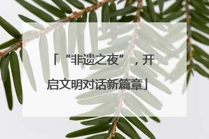 “非遗之夜”，开启文明对话新篇章