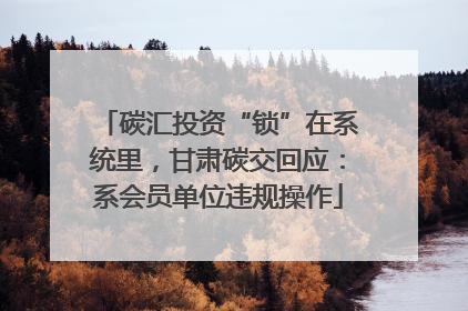 碳汇投资“锁”在系统里，甘肃碳交回应：系会员单位违规操作