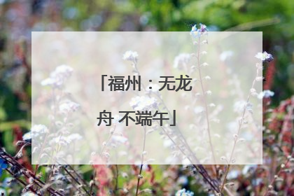 福州：无龙舟 不端午