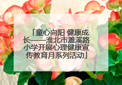 童心向阳 健康成长——淮北市濉溪路小学开展心理健康宣传教育月系列活动