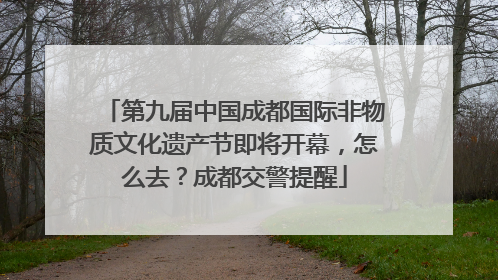 第九届中国成都国际非物质文化遗产节即将开幕，怎么去？成都交警提醒