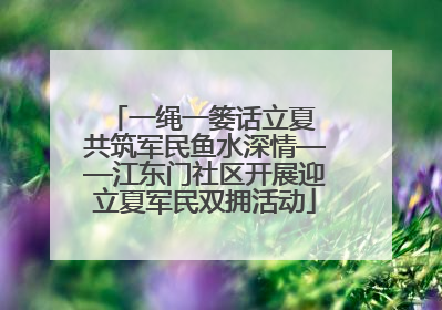 一绳一篓话立夏 共筑军民鱼水深情——江东门社区开展迎立夏军民双拥活动