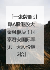 一张牌照引爆A股港股大金融板块！国泰君安国际罕见一天股价翻2倍