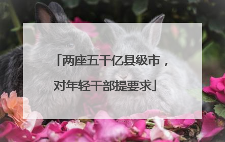 两座五千亿县级市，对年轻干部提要求