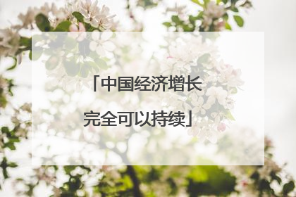 中国经济增长完全可以持续