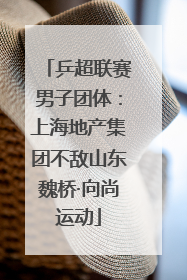 乒超联赛男子团体：上海地产集团不敌山东魏桥·向尚运动