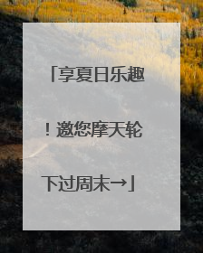 享夏日乐趣！邀您摩天轮下过周末→