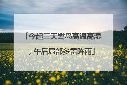 今起三天鹭岛高温高湿，午后局部多雷阵雨