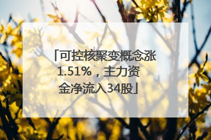 可控核聚变概念涨1.51%，主力资金净流入34股