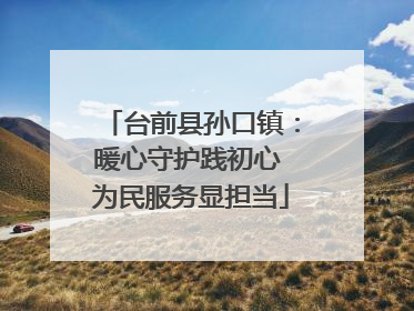 台前县孙口镇：暖心守护践初心 为民服务显担当