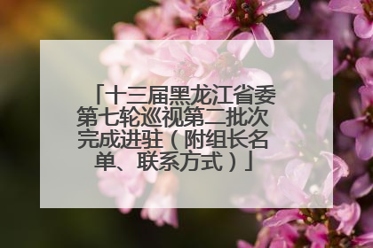 十三届黑龙江省委第七轮巡视第二批次完成进驻（附组长名单、联系方式）