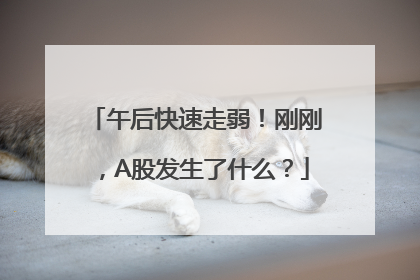 午后快速走弱！刚刚，A股发生了什么？