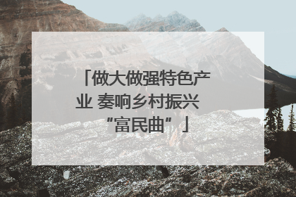 做大做强特色产业 奏响乡村振兴“富民曲”