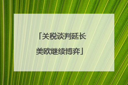 关税谈判延长 美欧继续博弈