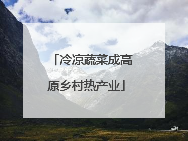 冷凉蔬菜成高原乡村热产业