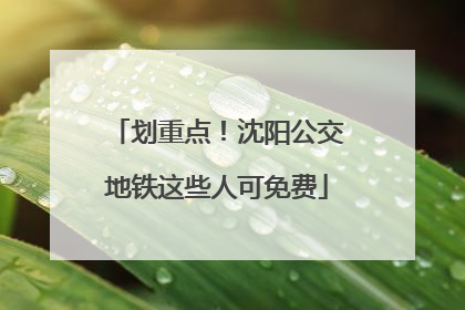 划重点！沈阳公交地铁这些人可免费