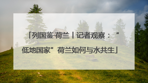 列国鉴·荷兰丨记者观察：“低地国家”荷兰如何与水共生