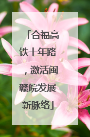合福高铁十年路，激活闽赣皖发展新脉络