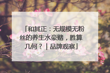 和其正：无规模无粉丝的养生水豪赌，胜算几何？｜品牌观察