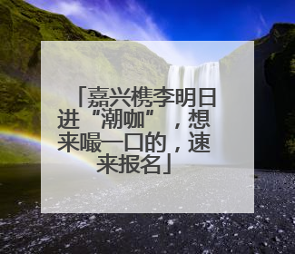 嘉兴槜李明日进“潮咖”，想来嘬一口的，速来报名