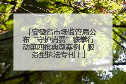 安徽省市场监管局公布“守护消费”铁拳行动第四批典型案例（服务型执法专刊）