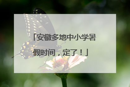 安徽多地中小学暑假时间，定了！
