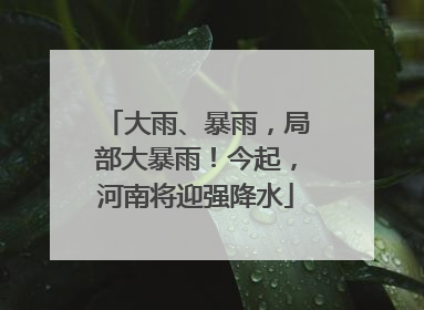 大雨、暴雨，局部大暴雨！今起，河南将迎强降水