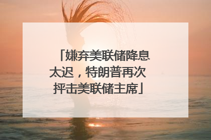 嫌弃美联储降息太迟，特朗普再次抨击美联储主席