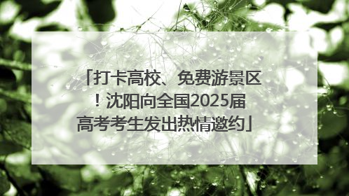 打卡高校、免费游景区！沈阳向全国2025届高考考生发出热情邀约