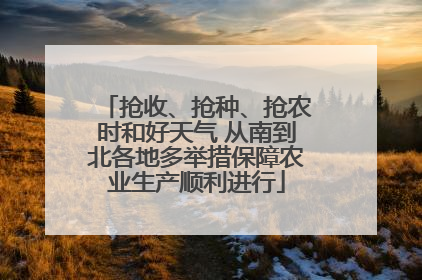 抢收、抢种、抢农时和好天气 从南到北各地多举措保障农业生产顺利进行