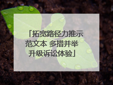 拓宽路径力推示范文本 多措并举升级诉讼体验