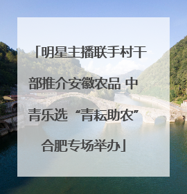 明星主播联手村干部推介安徽农品 中青乐选“青耘助农”合肥专场举办