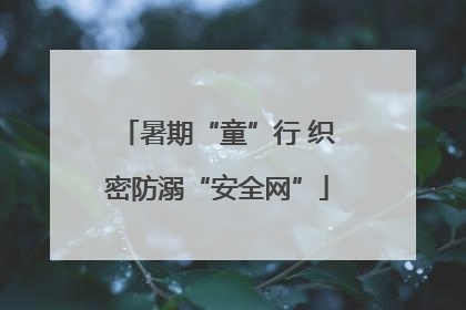 暑期“童”行 织密防溺“安全网”