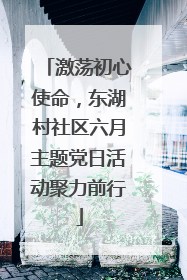 激荡初心使命，东湖村社区六月主题党日活动聚力前行