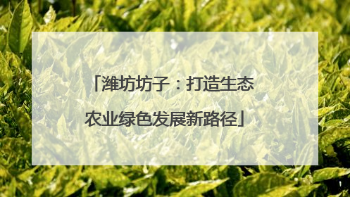 潍坊坊子：打造生态农业绿色发展新路径