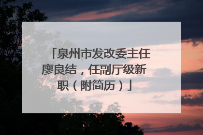 泉州市发改委主任廖良结，任副厅级新职（附简历）