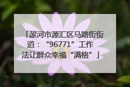 漯河市源汇区马路街街道：“96771”工作法让群众幸福“满格”