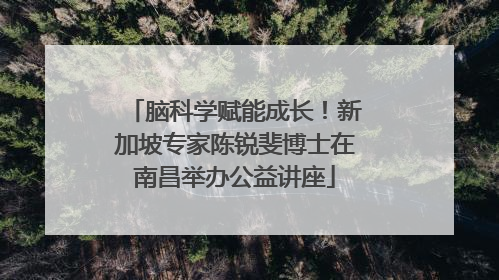 脑科学赋能成长！新加坡专家陈锐斐博士在南昌举办公益讲座
