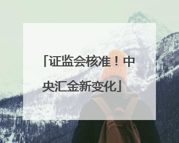证监会核准！中央汇金新变化