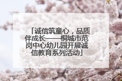 诚信筑童心，品质伴成长——桐城市范岗中心幼儿园开展诚信教育系列活动
