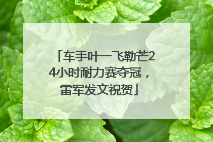 车手叶一飞勒芒24小时耐力赛夺冠，雷军发文祝贺