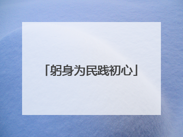 躬身为民践初心