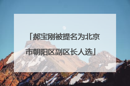 郝宝刚被提名为北京市朝阳区副区长人选