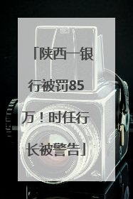 陕西一银行被罚85万！时任行长被警告